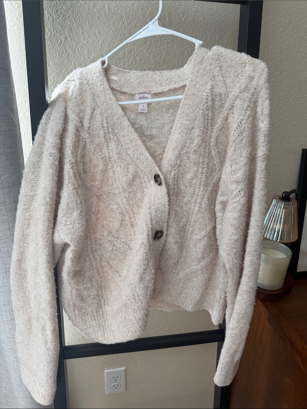 Auden Soft Cream V-Neck Button Cardigan